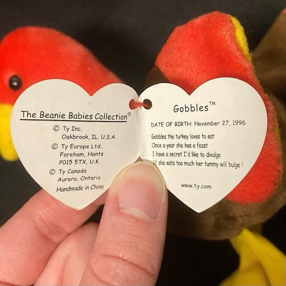 💫 Vintage 1997 Gobbles The Turkey Ty Beanie Baby - Picture 8 of 14